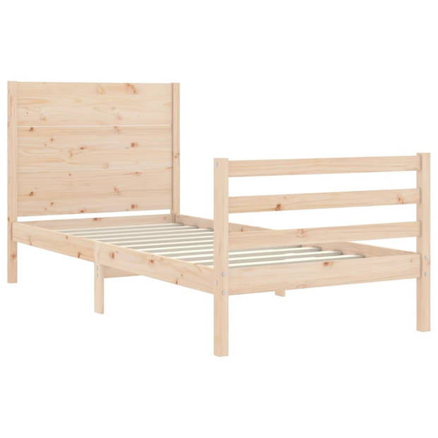 vidaXL Bedframe met hoofdbord massief hout 100x200 cm