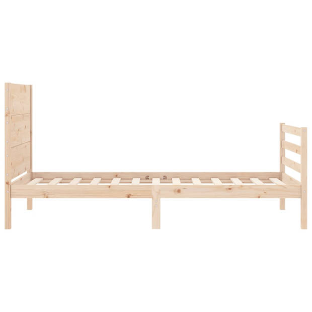 vidaXL Bedframe met hoofdbord massief hout 100x200 cm