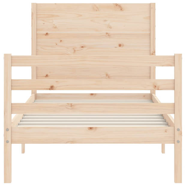 vidaXL Bedframe met hoofdbord massief hout 100x200 cm