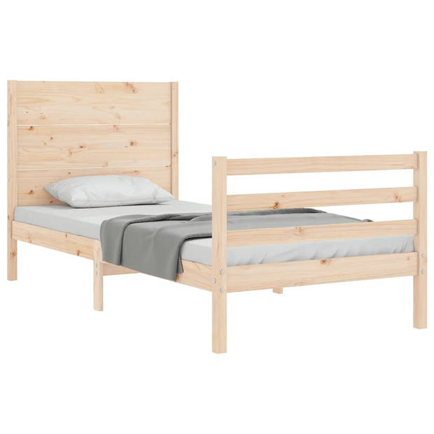 vidaXL Bedframe met hoofdbord massief hout 100x200 cm