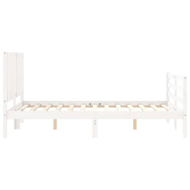 vidaXL Bedframe met hoofdbord massief hout wit