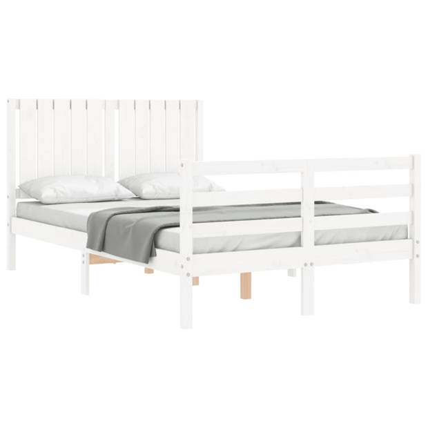 vidaXL Bedframe met hoofdbord massief hout wit