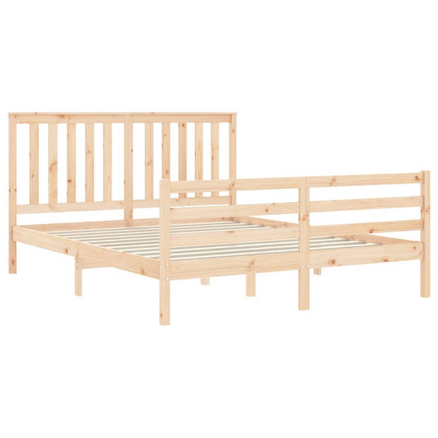 vidaXL Bedframe met hoofdbord massief hout