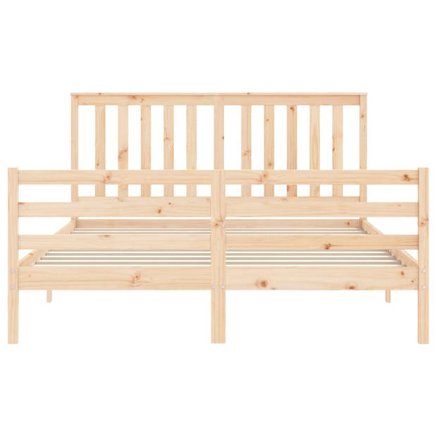 vidaXL Bedframe met hoofdbord massief hout