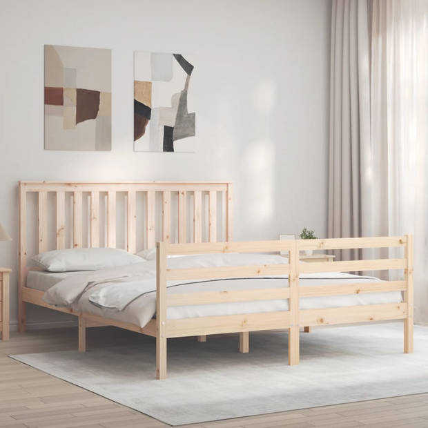 vidaXL Bedframe met hoofdbord massief hout