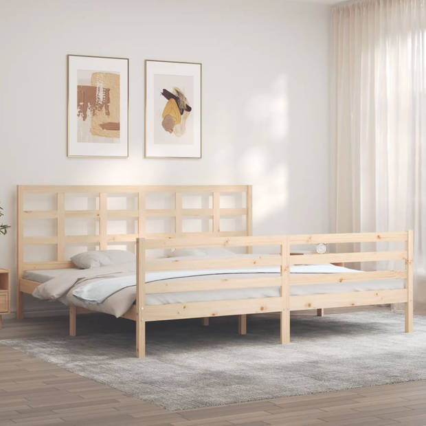 vidaXL Bedframe met hoofdbord massief hout 200x200 cm