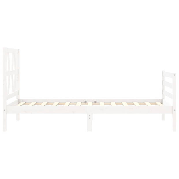 vidaXL Bedframe met hoofdbord massief hout wit