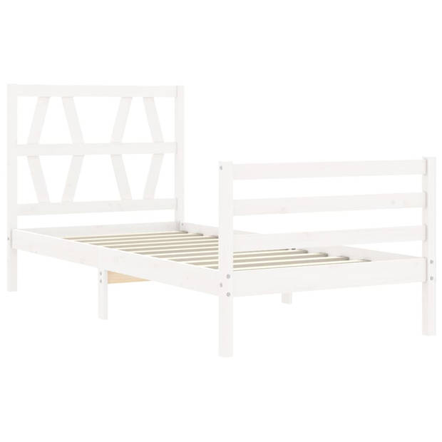 vidaXL Bedframe met hoofdbord massief hout wit