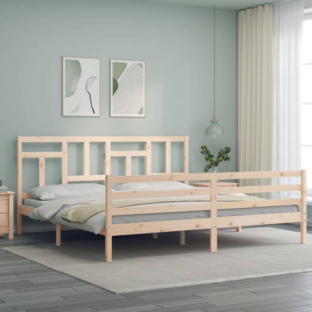 vidaXL Bedframe met hoofdbord massief hout 200x200 cm