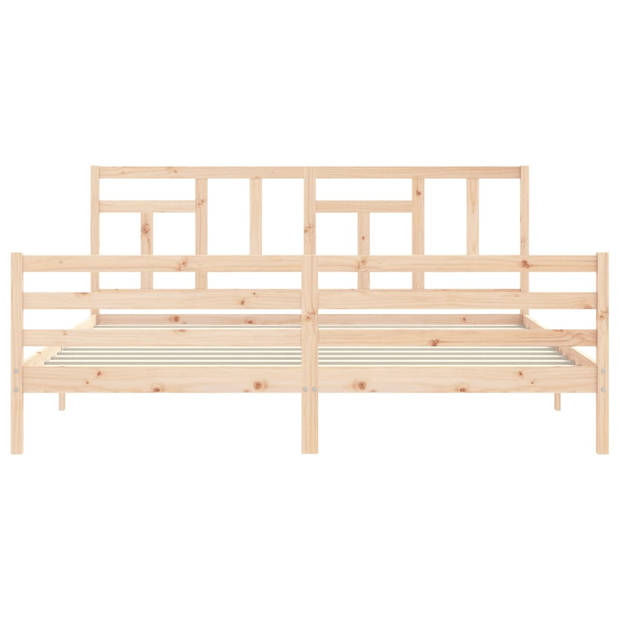 vidaXL Bedframe met hoofdbord massief hout 200x200 cm