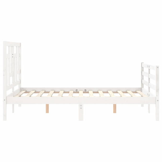 vidaXL Bedframe met hoofdbord massief hout wit 120x200 cm