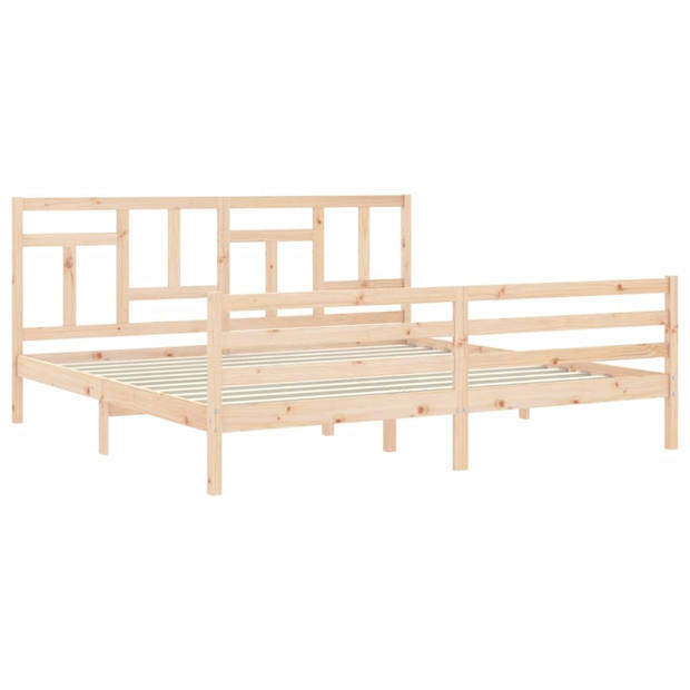 vidaXL Bedframe met hoofdbord massief hout