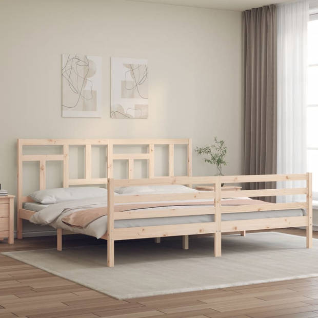 vidaXL Bedframe met hoofdbord massief hout