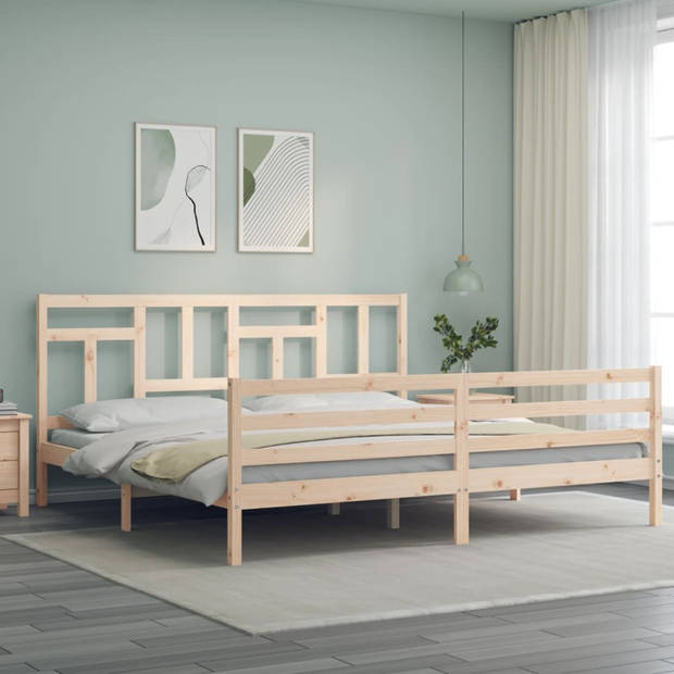 vidaXL Bedframe met hoofdbord massief hout