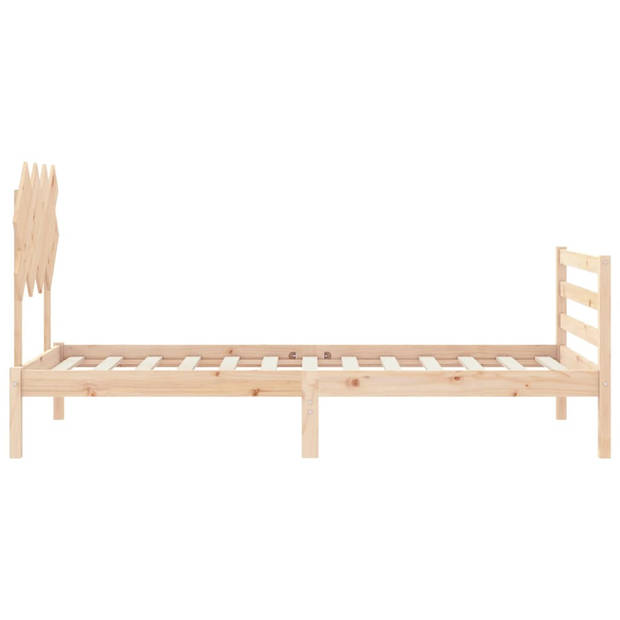 vidaXL Bedframe met hoofdbord massief hout 100x200 cm