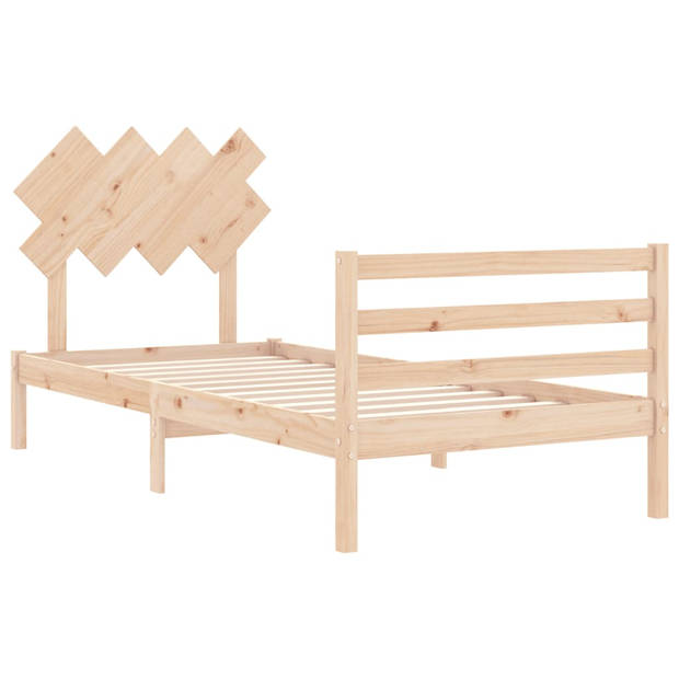 vidaXL Bedframe met hoofdbord massief hout 100x200 cm