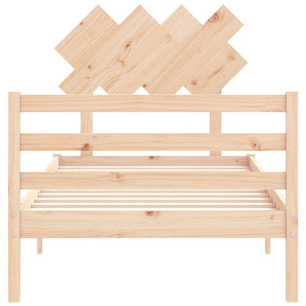 vidaXL Bedframe met hoofdbord massief hout 100x200 cm