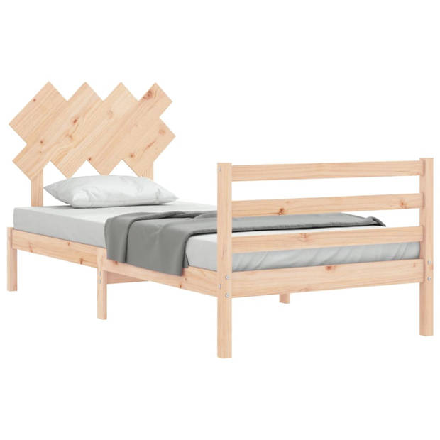 vidaXL Bedframe met hoofdbord massief hout 100x200 cm