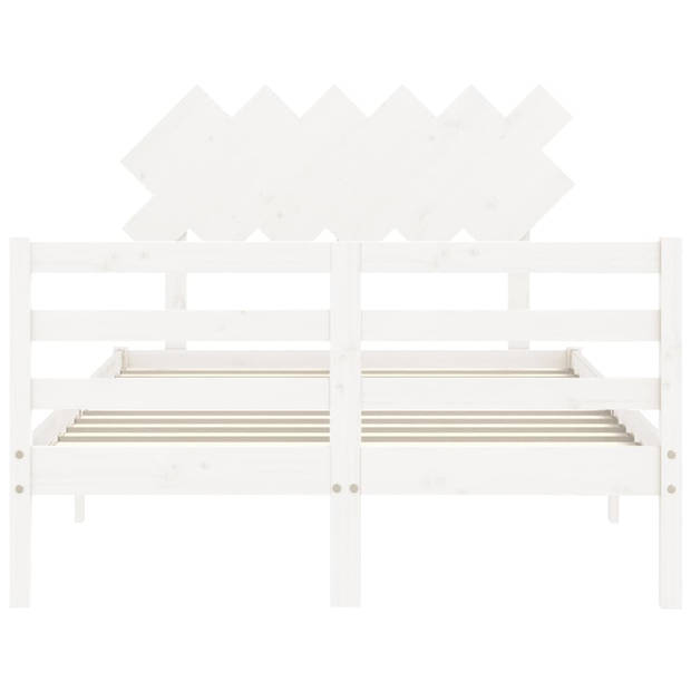 vidaXL Bedframe met hoofdbord massief hout wit