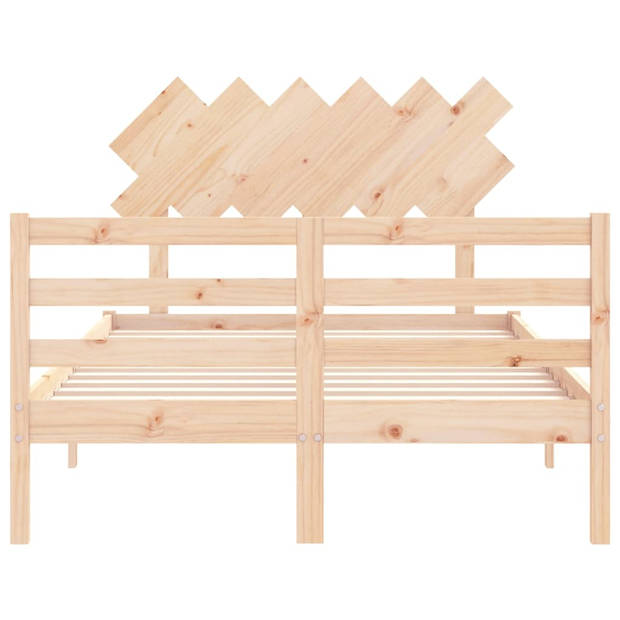 vidaXL Bedframe met hoofdbord massief hout 120x200 cm