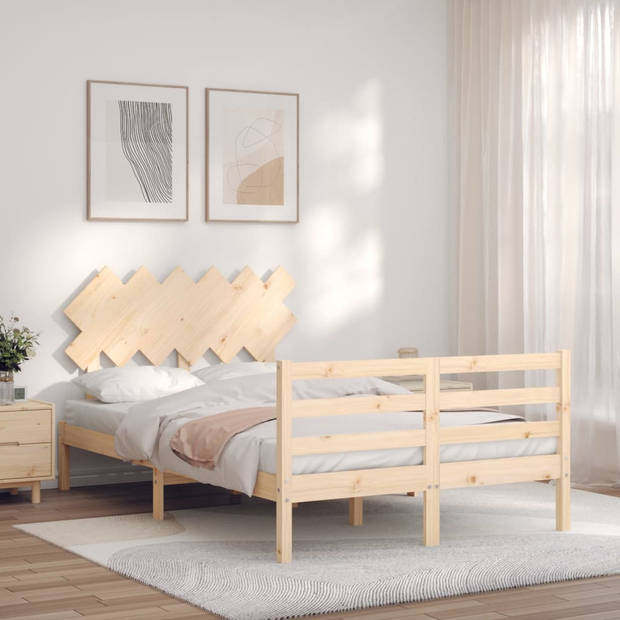 vidaXL Bedframe met hoofdbord massief hout 120x200 cm