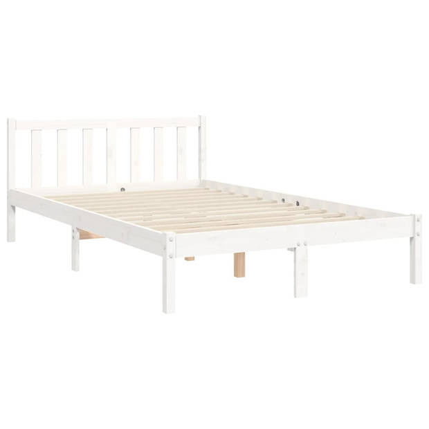 vidaXL Bedframe met hoofdbord massief hout wit 120x200 cm