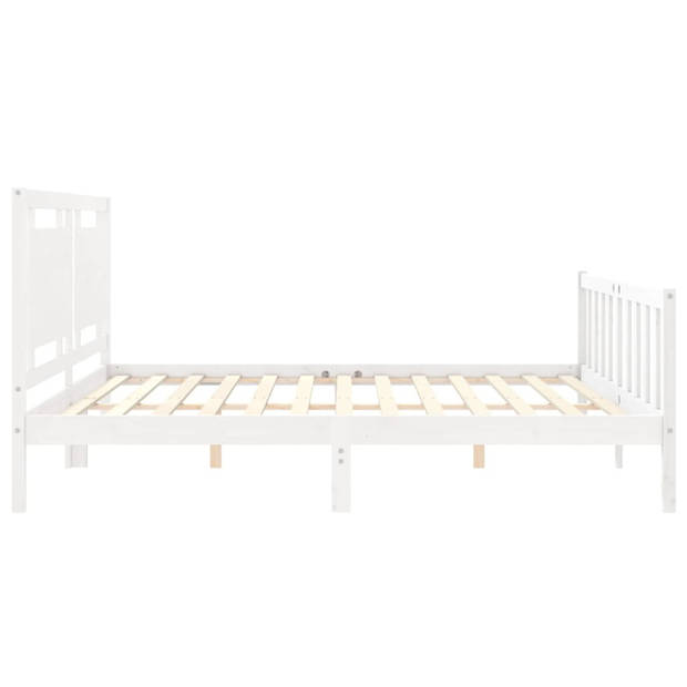 vidaXL Bedframe met hoofdbord massief hout wit 200x200 cm