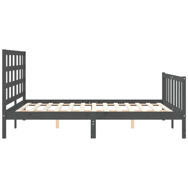 vidaXL Bedframe met hoofdbord massief hout grijs