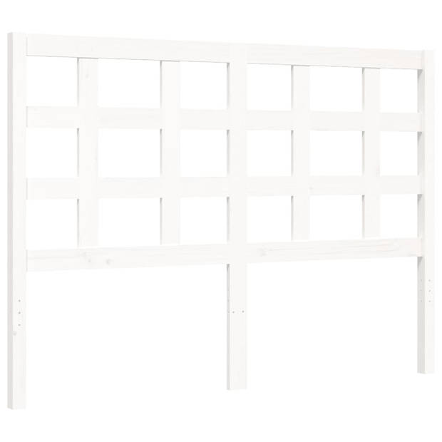 vidaXL Bedframe met hoofdbord massief hout wit 140x200 cm