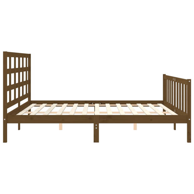 vidaXL Bedframe met hoofdbord massief hout honingbruin 200x200 cm