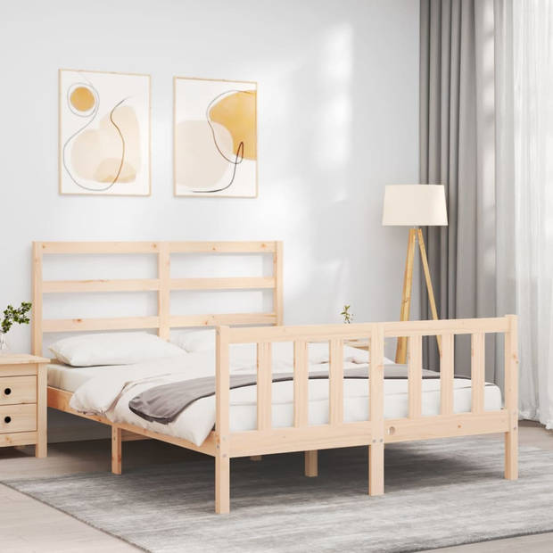 vidaXL Bedframe met hoofdbord massief hout