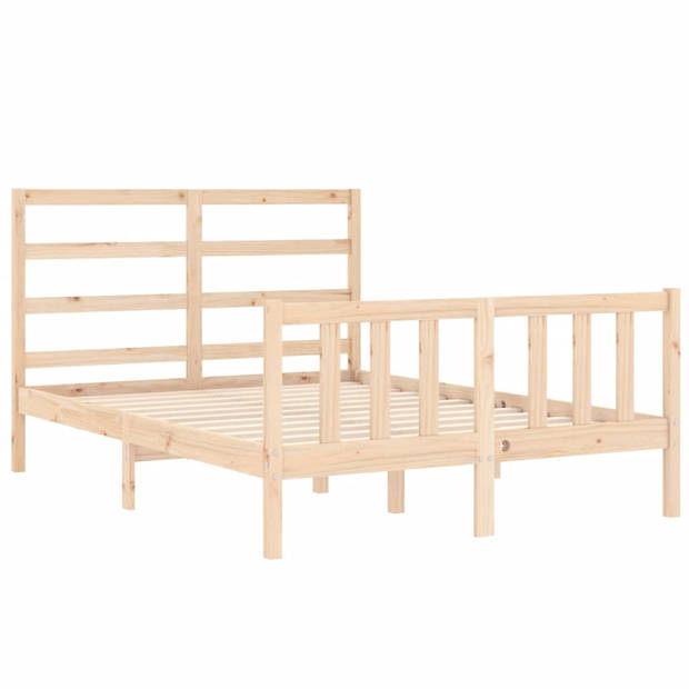 vidaXL Bedframe met hoofdbord massief hout 120x200 cm