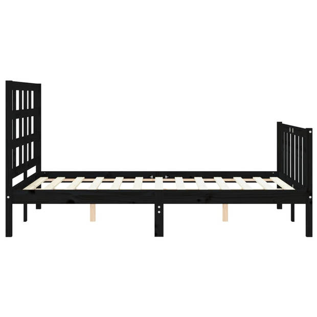 vidaXL Bedframe met hoofdbord massief hout zwart