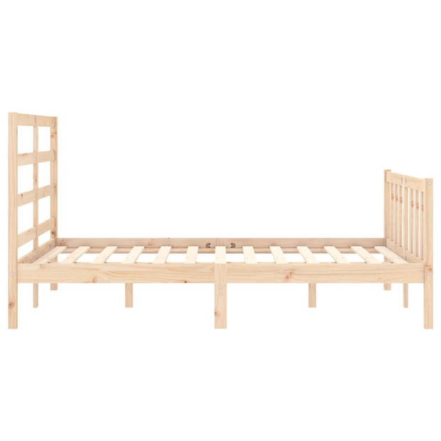 vidaXL Bedframe met hoofdbord massief hout 140x190 cm