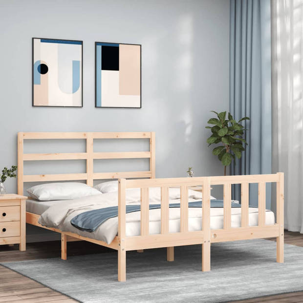 vidaXL Bedframe met hoofdbord massief hout 140x190 cm