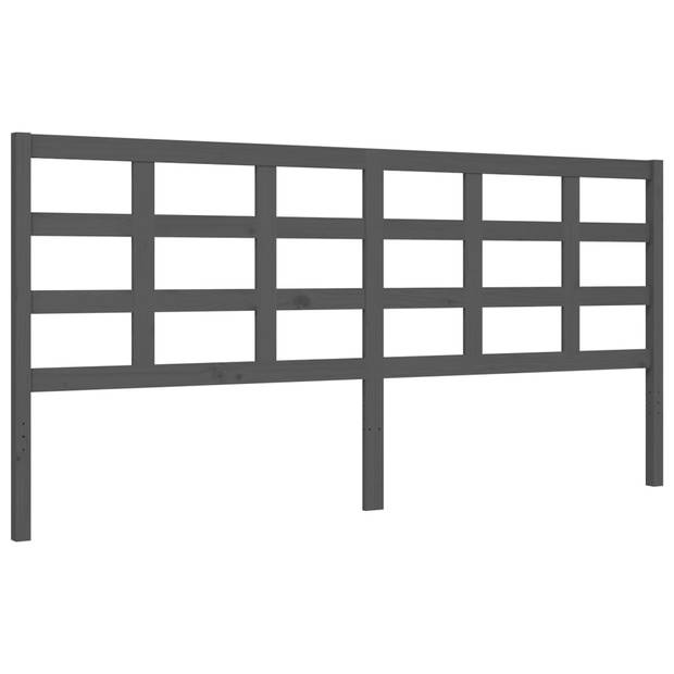 vidaXL Bedframe met hoofdbord massief hout grijs 200x200 cm