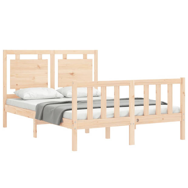 vidaXL Bedframe met hoofdbord massief hout