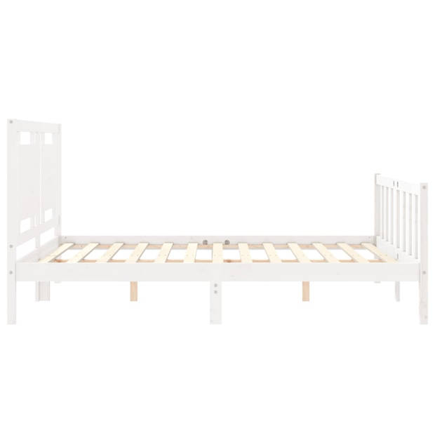 vidaXL Bedframe met hoofdbord massief hout wit