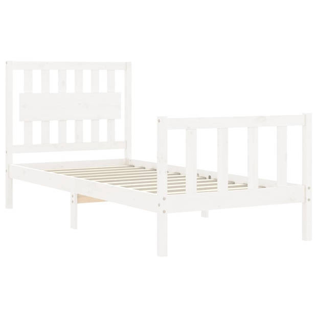 vidaXL Bedframe met hoofdbord massief hout wit