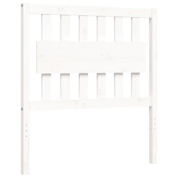 vidaXL Bedframe met hoofdbord massief hout wit 90x200 cm