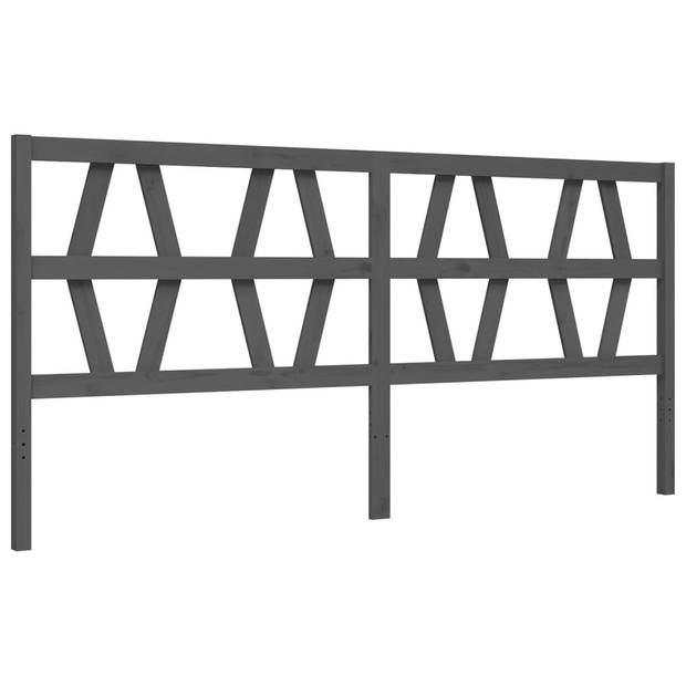 vidaXL Bedframe met hoofdbord massief hout grijs 200x200 cm