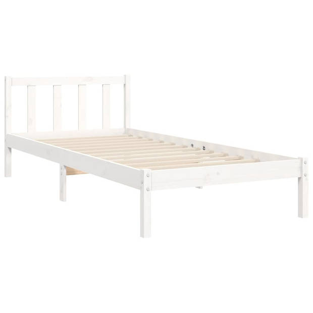 vidaXL Bedframe met hoofdbord massief hout wit