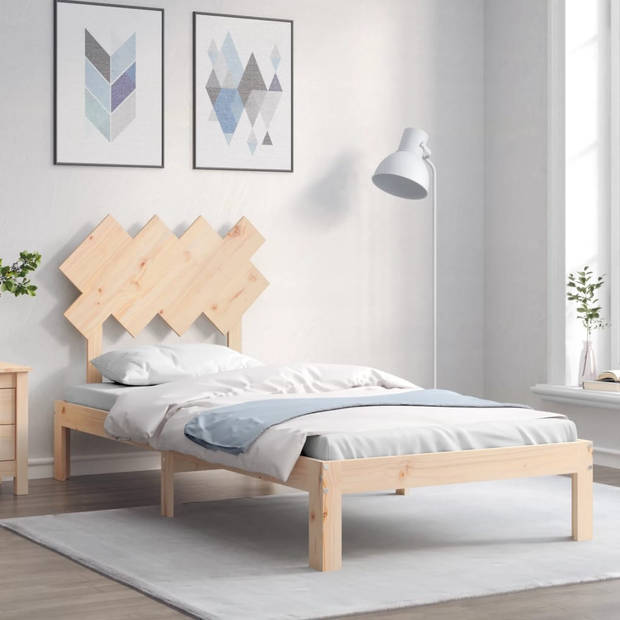 vidaXL Bedframe met hoofdbord massief hout