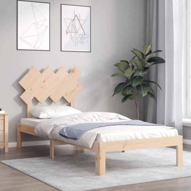 vidaXL Bedframe met hoofdbord massief hout