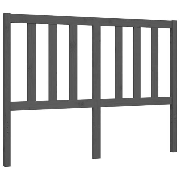 vidaXL Bedframe met hoofdbord massief hout grijs 140x190 cm