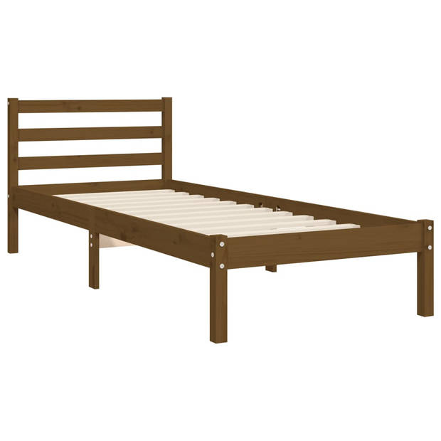 vidaXL Bedframe met hoofdbord massief hout honingbruin 90x200 cm