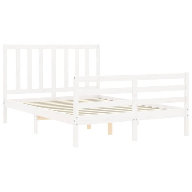 vidaXL Bedframe met hoofdbord massief hout wit