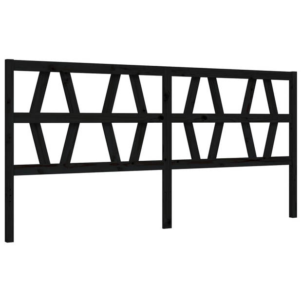 vidaXL Bedframe met hoofdbord massief hout zwart 200x200 cm