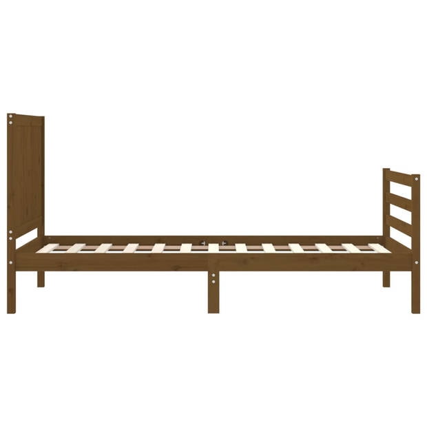 vidaXL Bedframe met hoofdbord massief hout honingbruin 90x200 cm