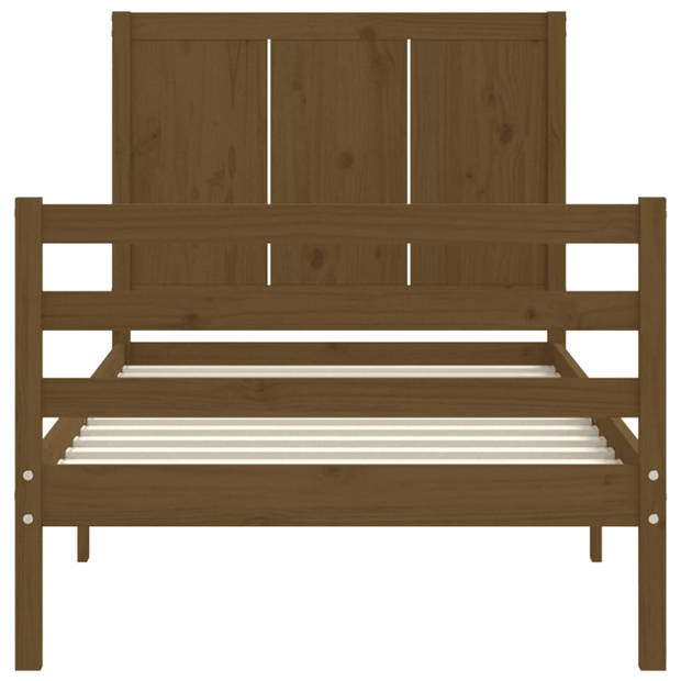 vidaXL Bedframe met hoofdbord massief hout honingbruin 90x200 cm